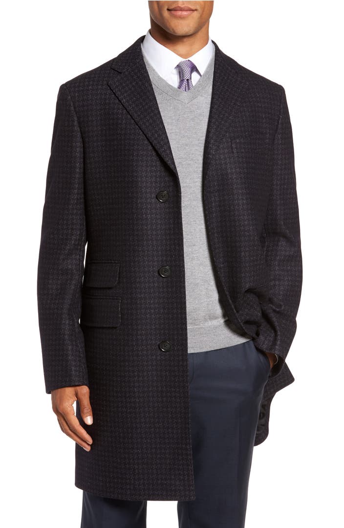 Nordstrom Men's Shop Jackson Houndstooth Wool Blend Overcoat | Nordstrom
