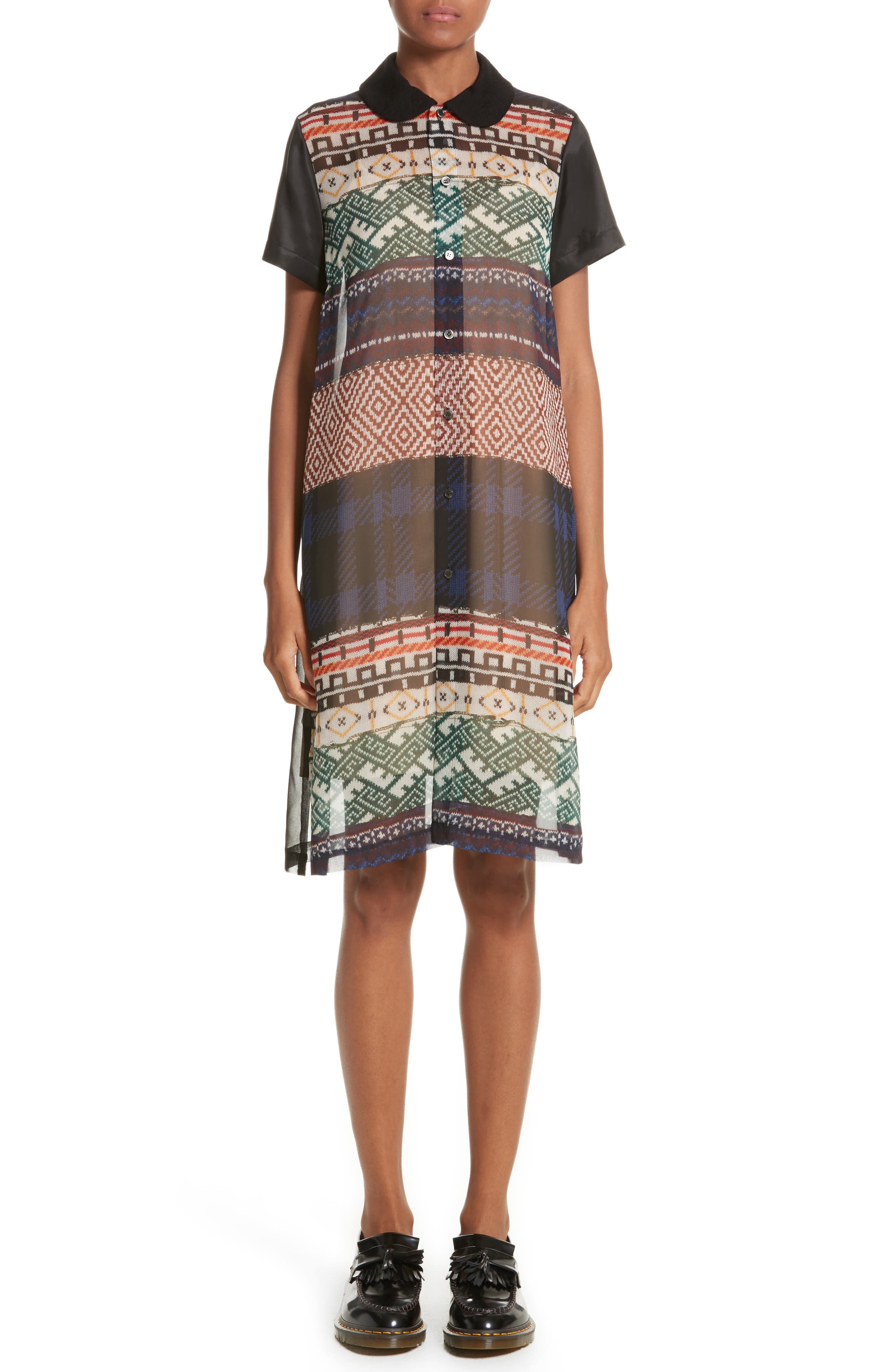 TRICOT COMME DES GARCONS MIXED PRINT SHORT SLEEVE DRESS, A PATTERN X