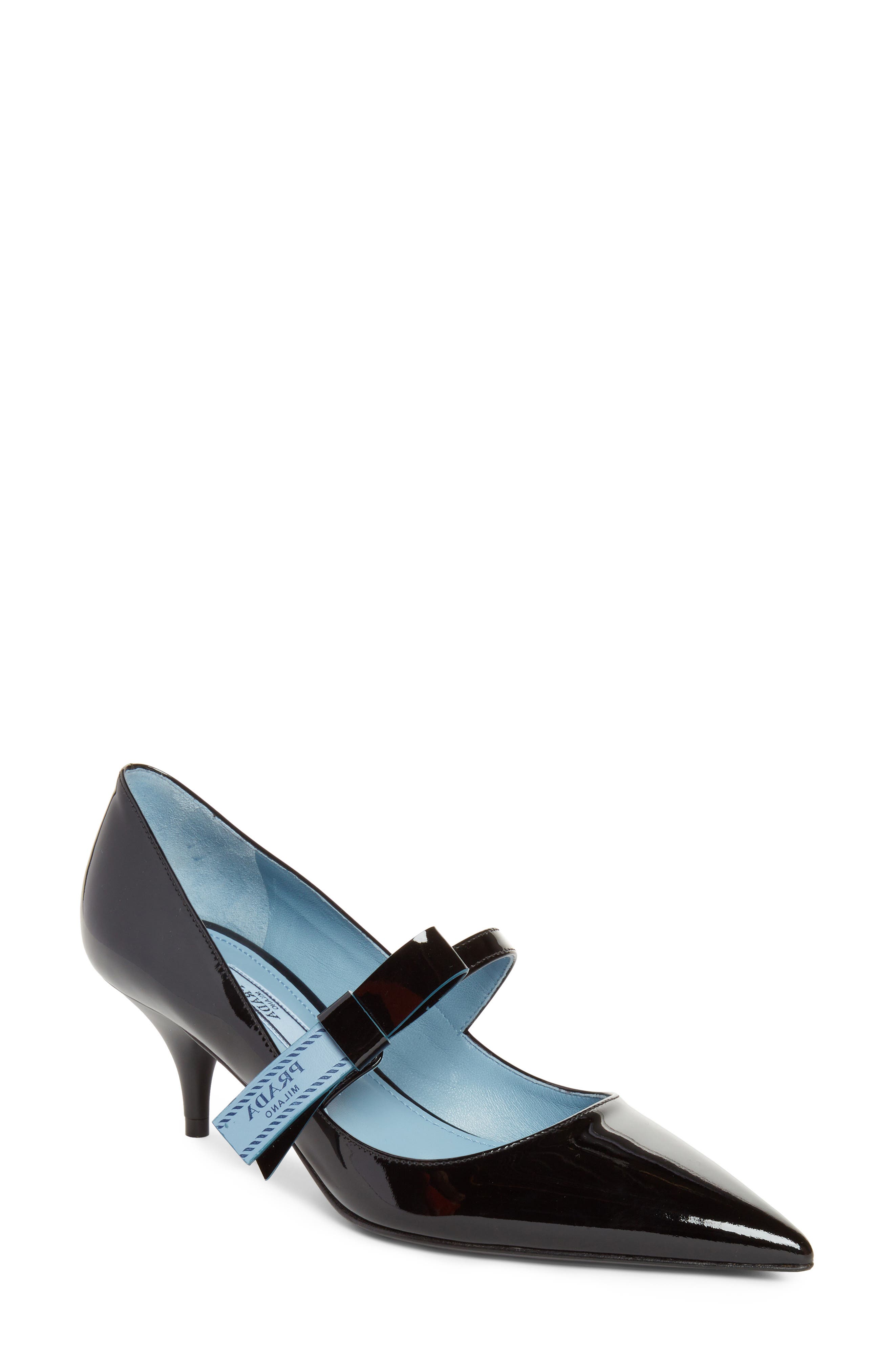 prada logo bow pointy toe pump