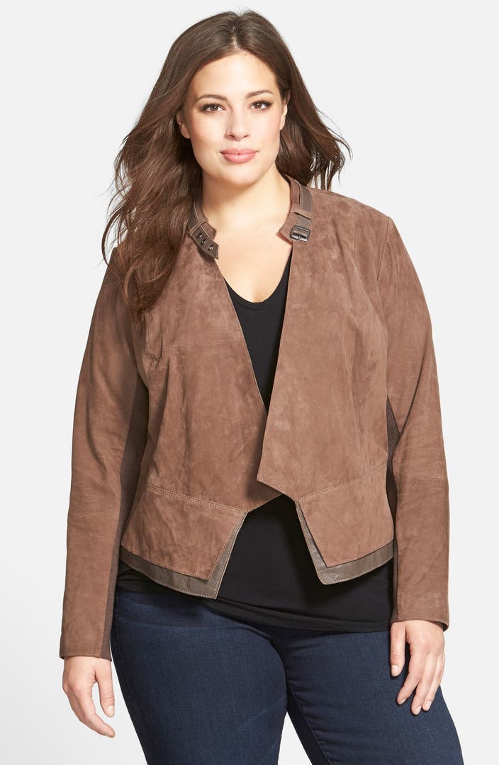 Sejour Suede & Leather Jacket (Plus Size) | Nordstrom