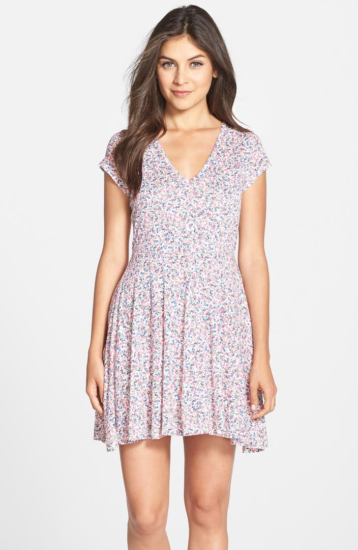 French Connection 'Water Garden' Print Tie Back Fit & Flare Dress ...