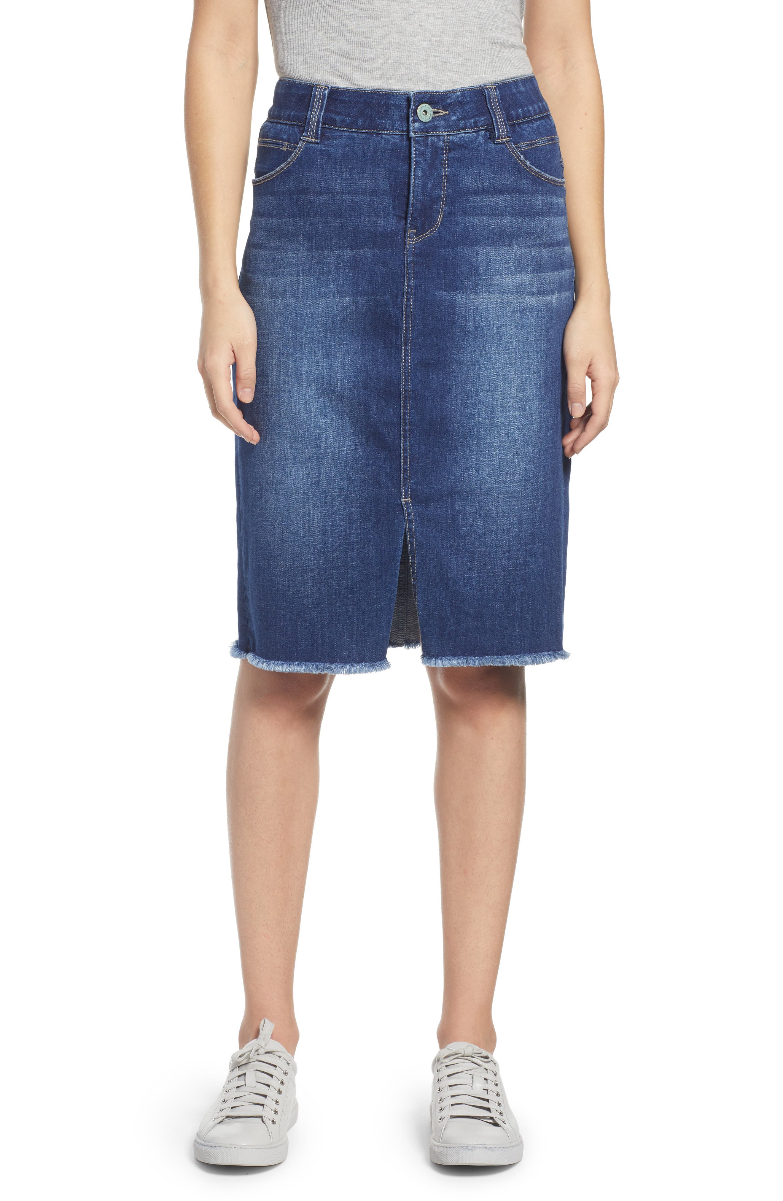 mid length jean skirt