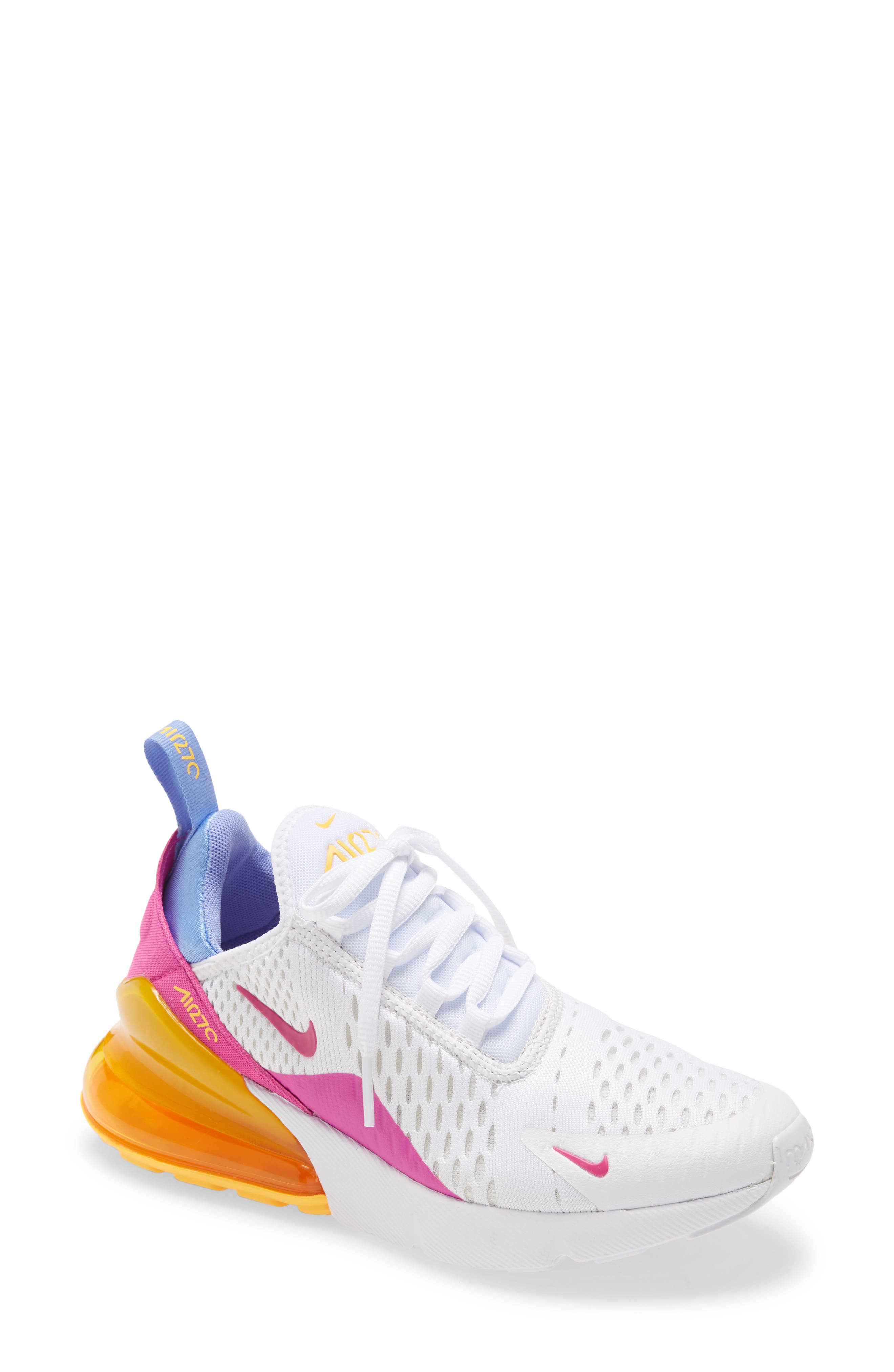 pink and yellow nike women's shoes