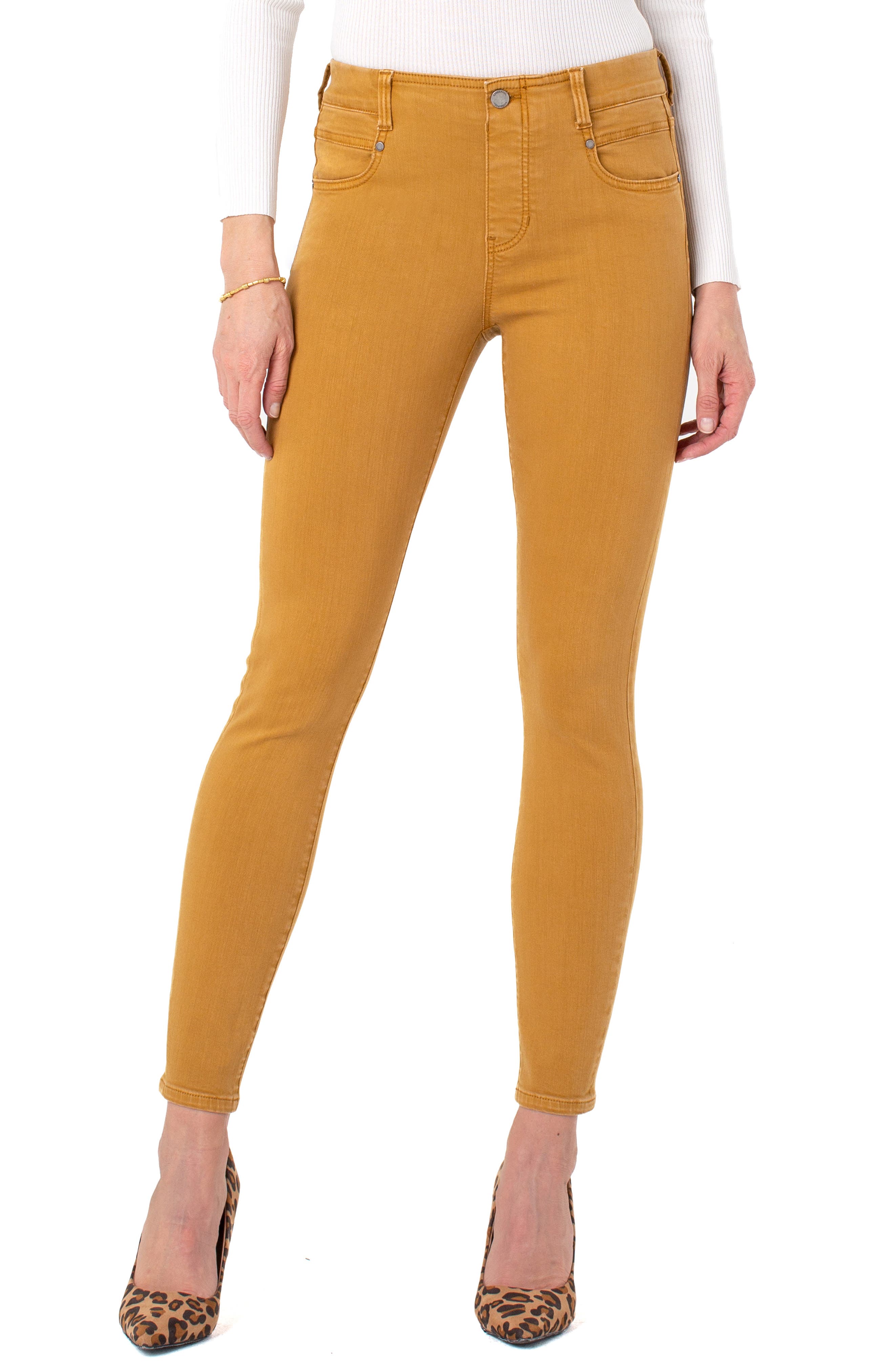 yellow jeans high waisted