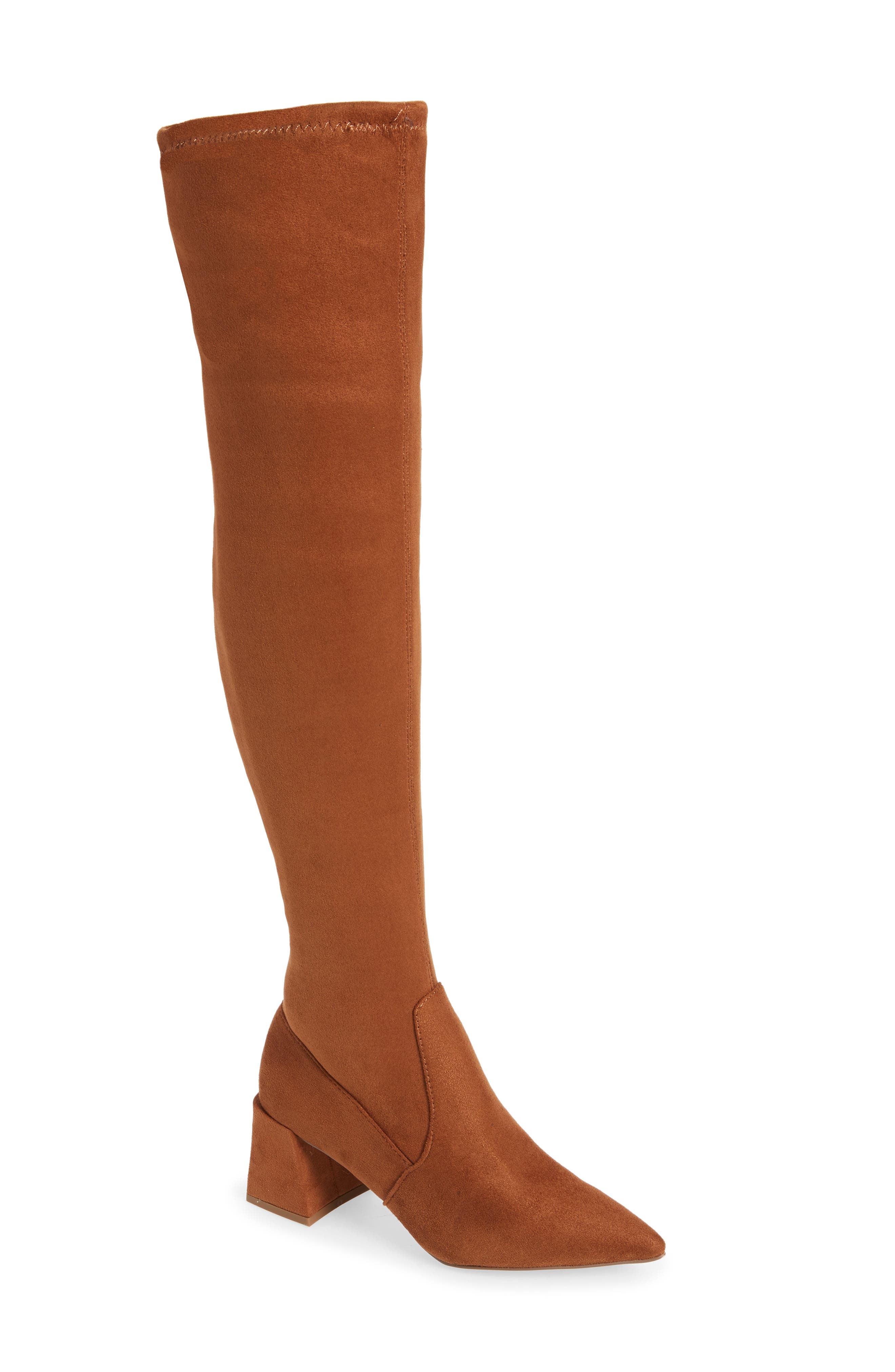 cream suede over the knee boots