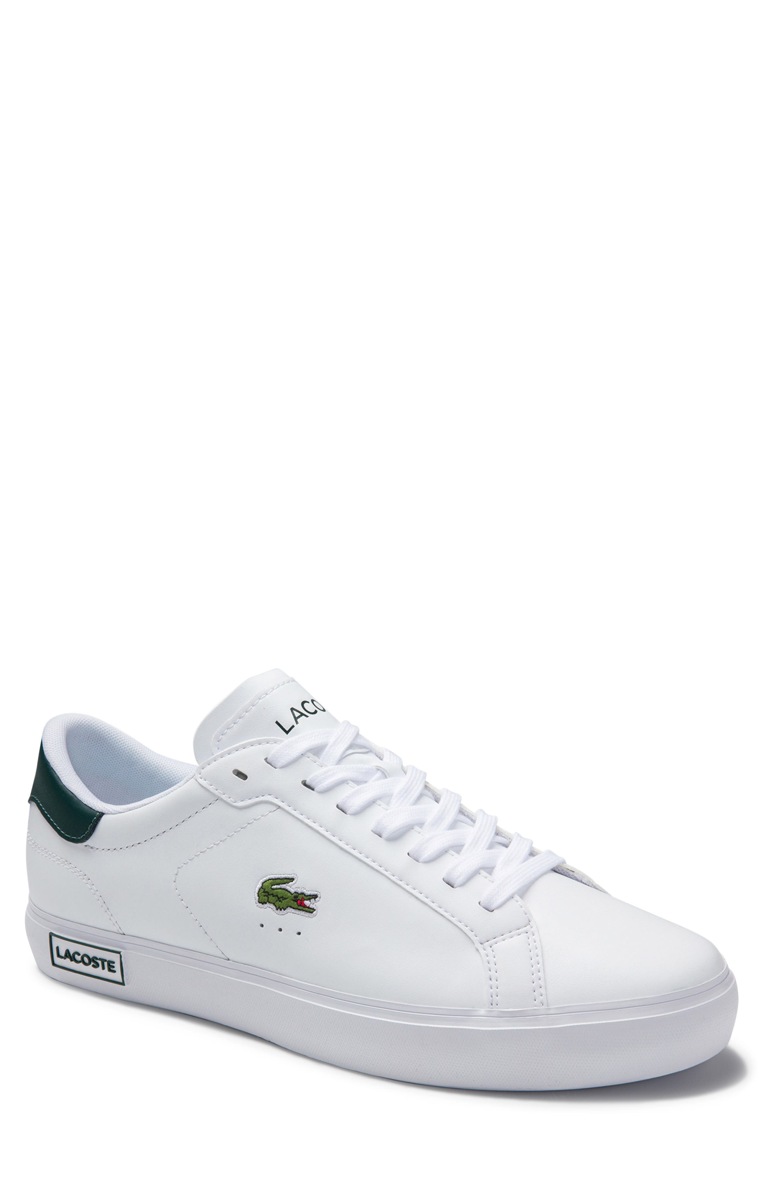 white lacoste sneakers men