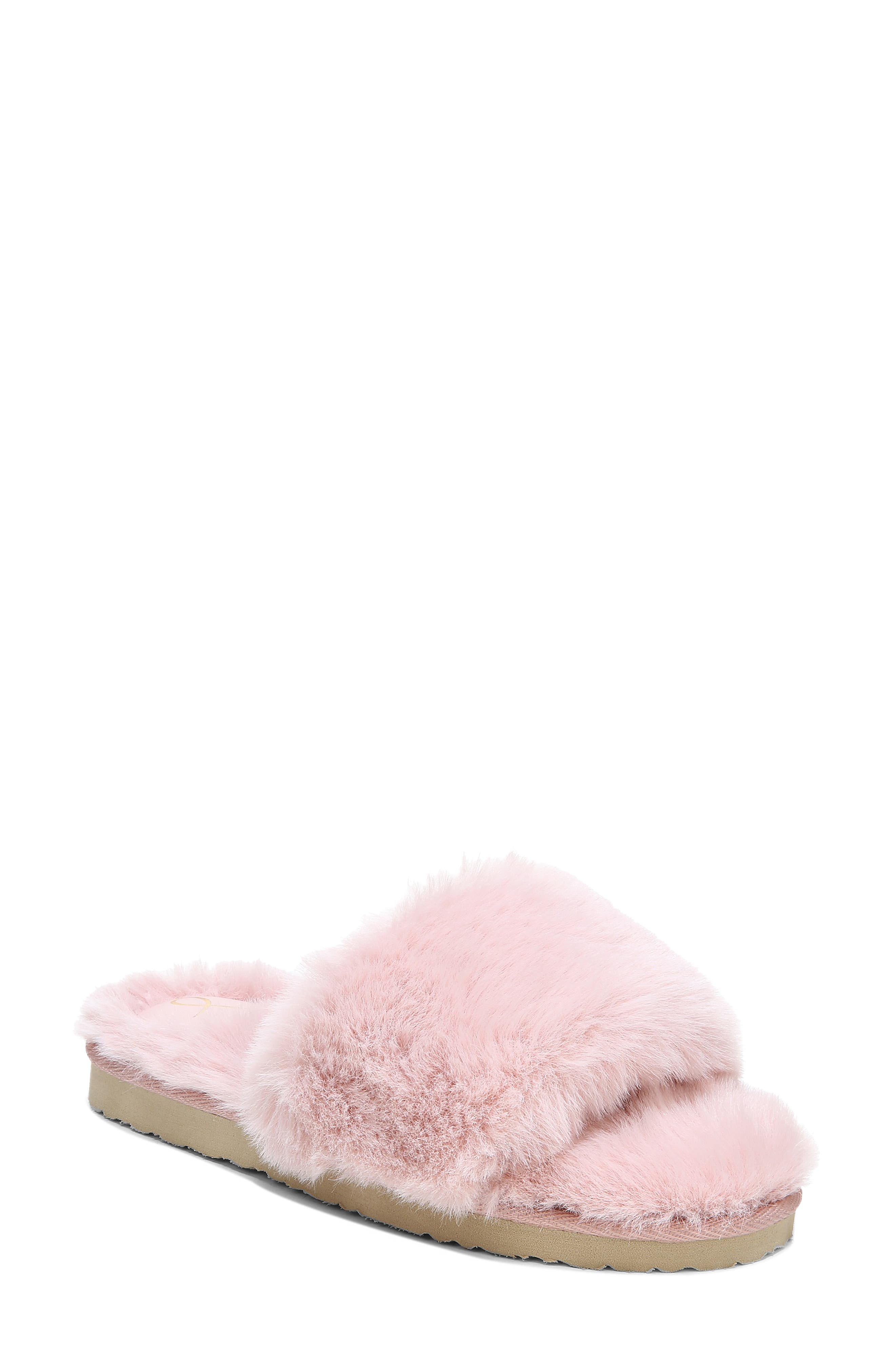 light pink fuzzy slippers