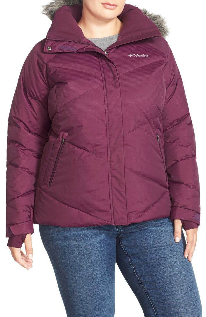 Columbia 'Lay D' Faux Fur Trim Hooded Down Jacket (Plus Size) | Nordstrom