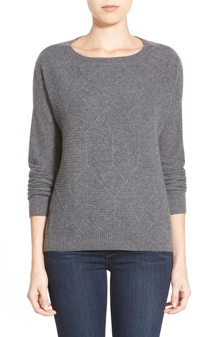 Halogen® Diamond Pattern Cashmere Sweater (Regular & Petite) | Nordstrom