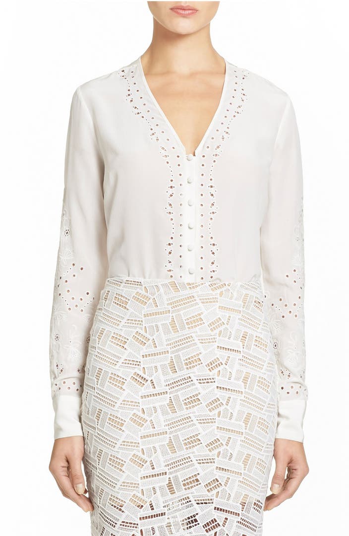 Veronica Beard 'Barth' Embroidered Silk Top | Nordstrom