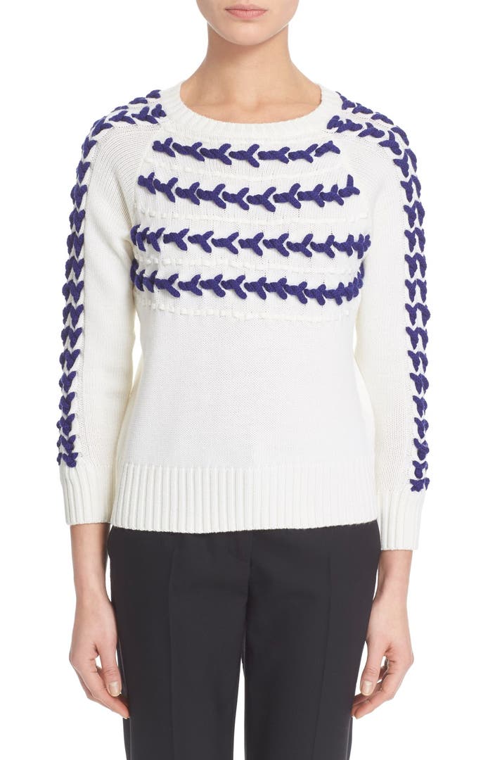 Foundrae Hand Knit Yoke Merino Wool Sweater | Nordstrom