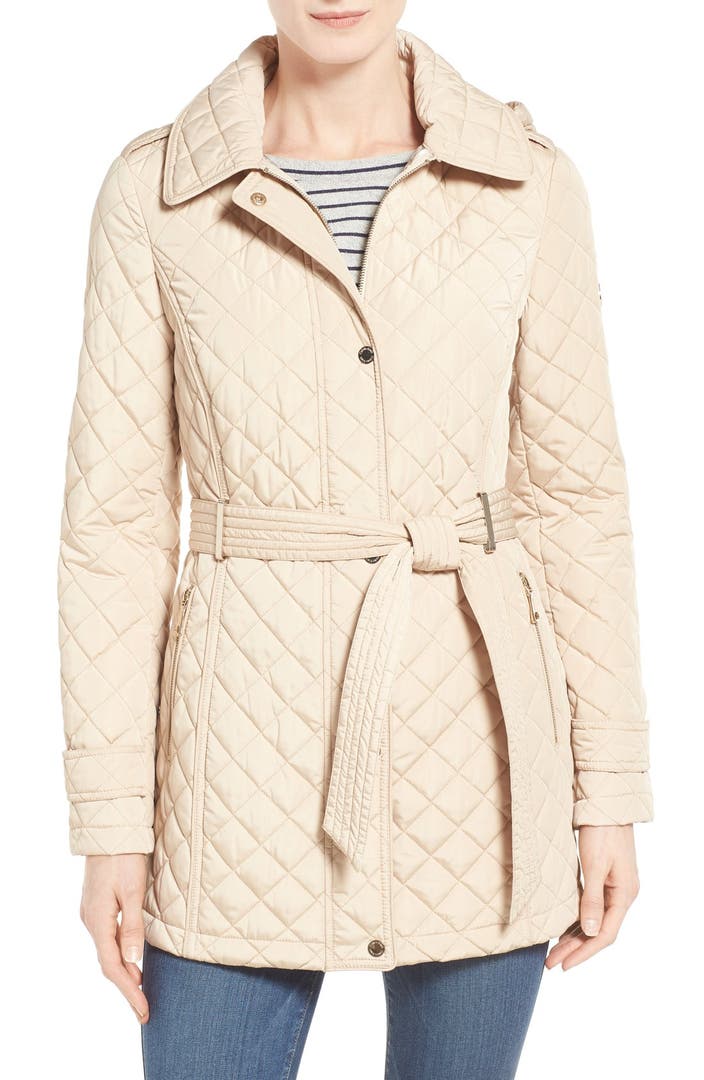 Calvin Klein Belted Hooded Quilted Coat | Nordstrom