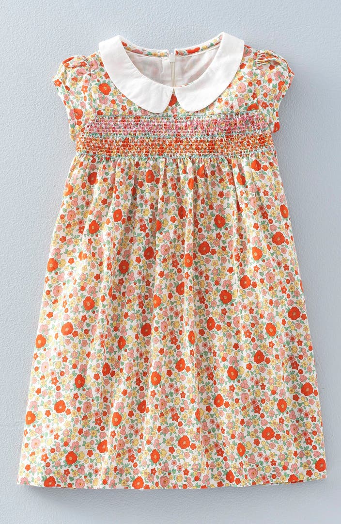 Mini Boden 'Pretty' Smocked Detail Print Dress (Toddler Girls, Little ...