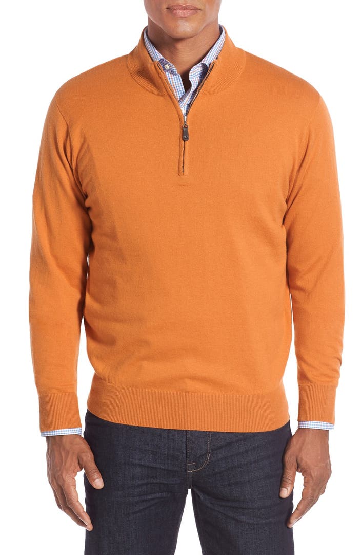 Peter Millar Mock Neck Quarter Zip Wool & Cotton Sweater | Nordstrom