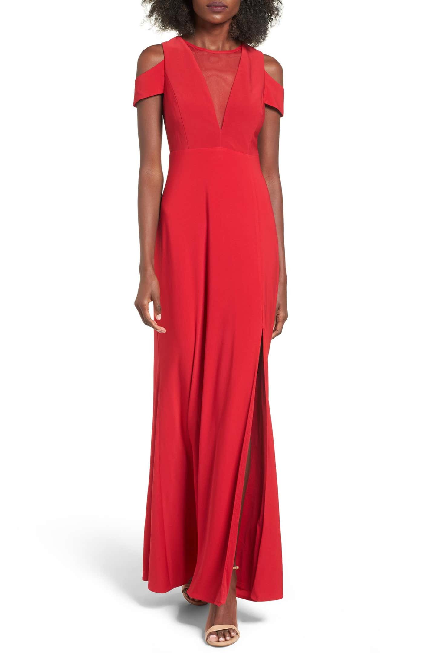 Morgan & Co. Illusion Mesh Gown | Nordstrom