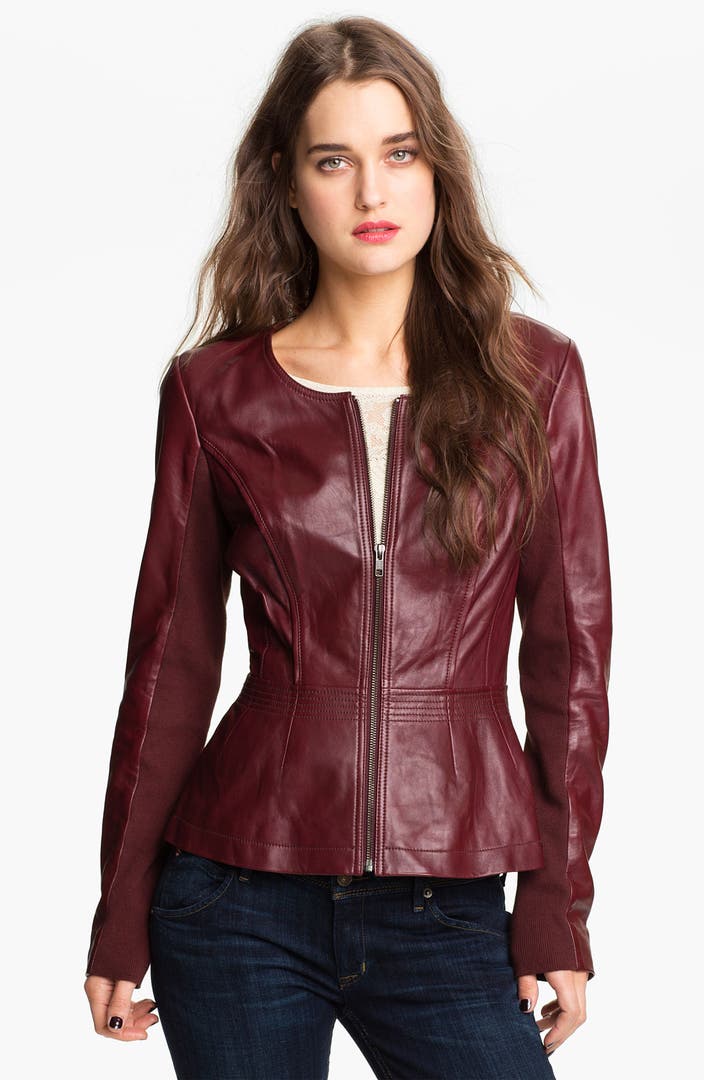 Hinge® Leather Peplum Jacket | Nordstrom