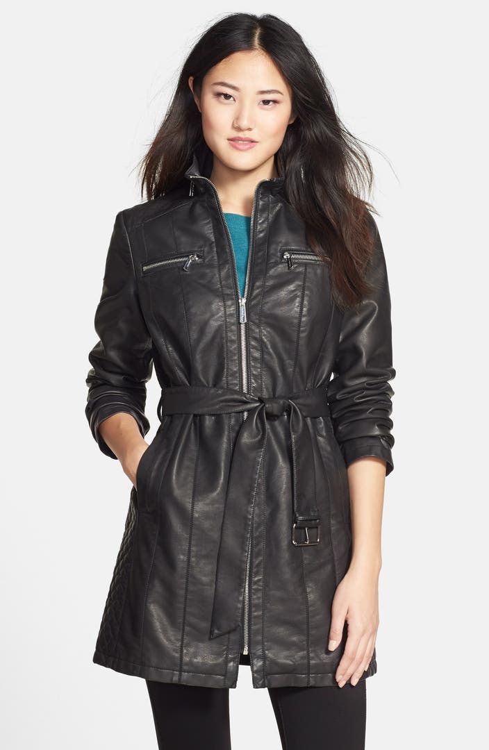 Kenneth Cole New York Belted Faux Leather Coat (Online Only) | Nordstrom