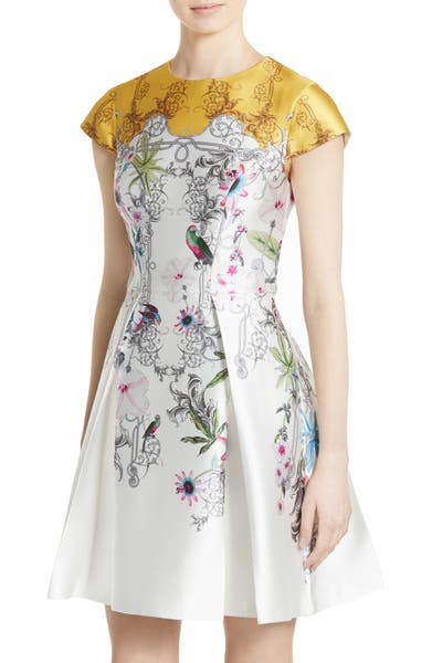 Main Image - Ted Baker London Reliat Passion Flower Cap Sleeve Dress