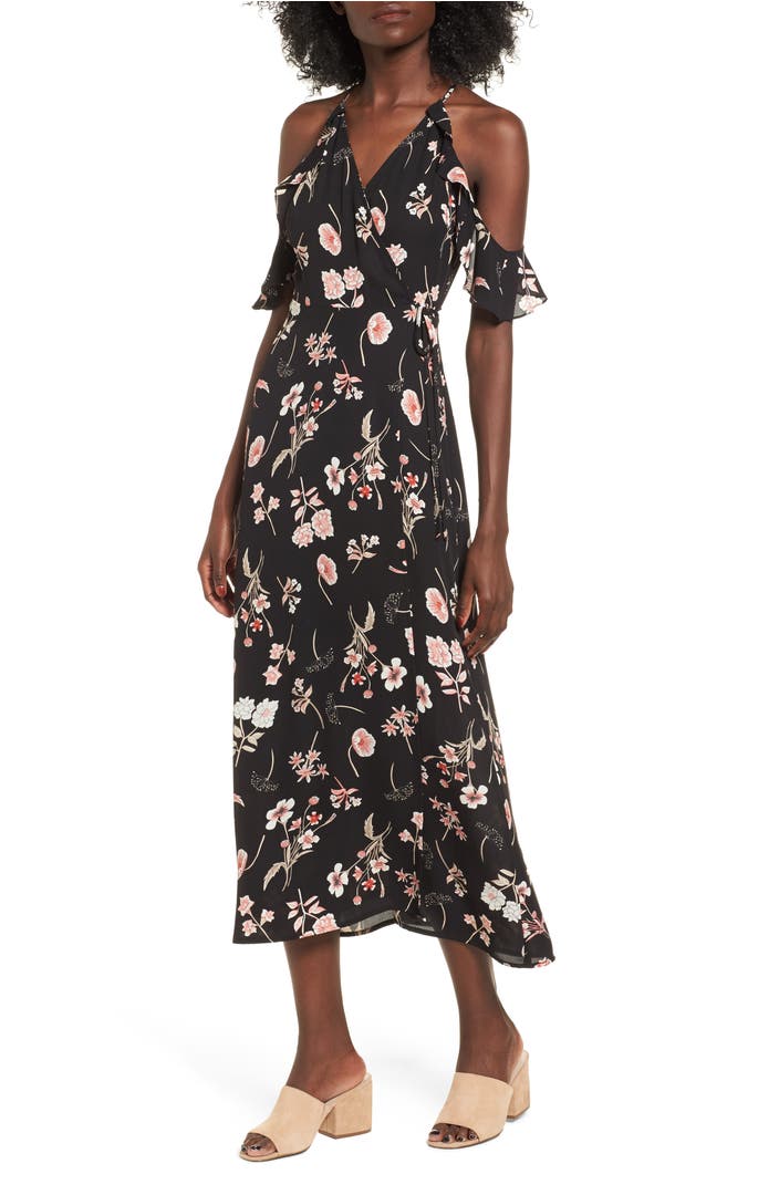 Floral Cold Shoulder Midi Dress | Nordstrom