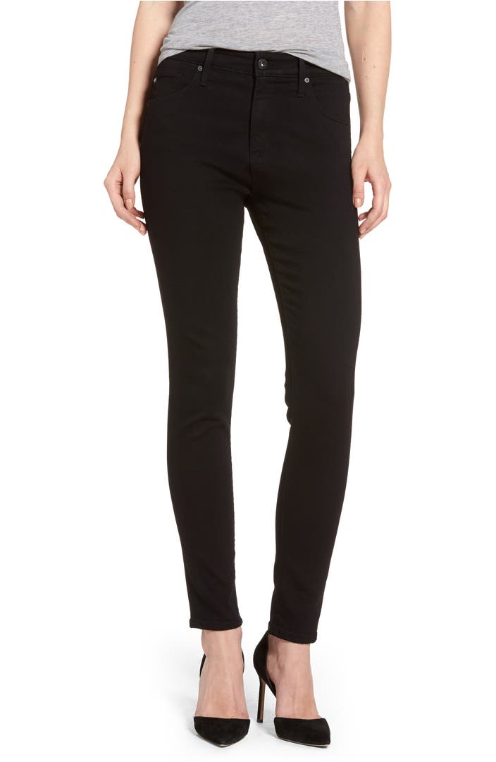 AG Farrah High Waist Ankle Skinny Jeans (Super Black) | Nordstrom