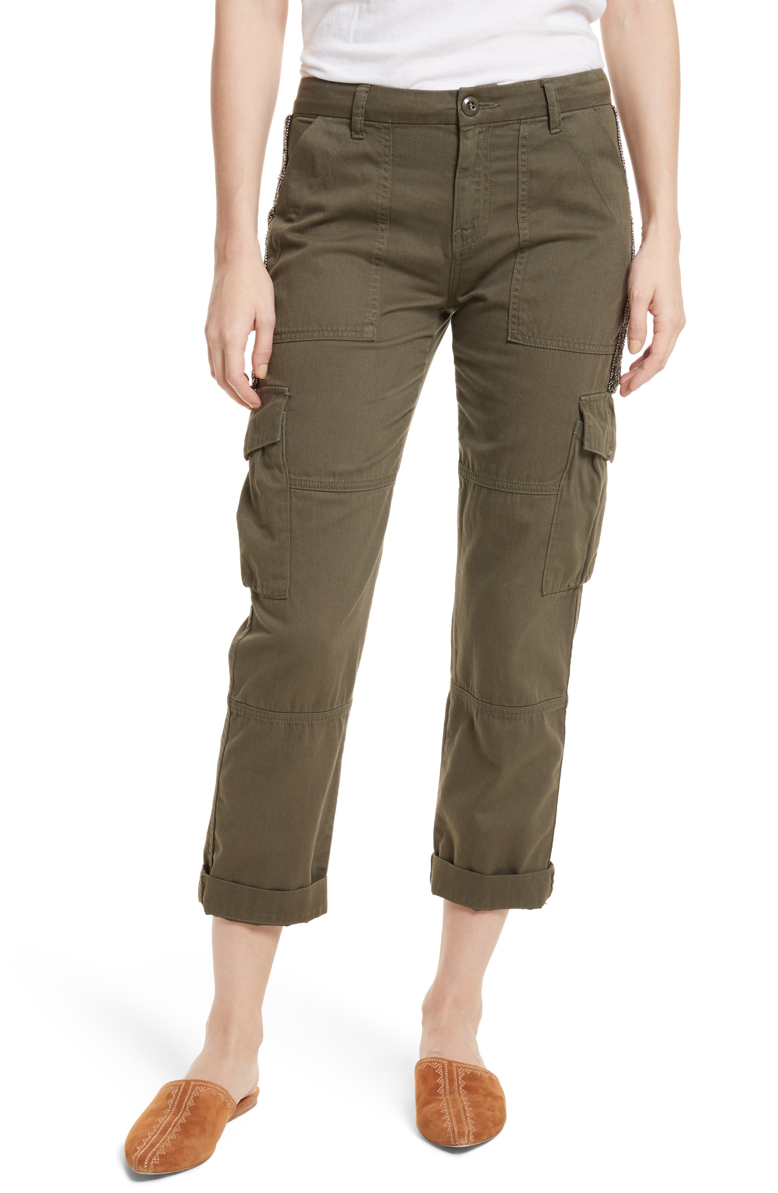 Joie Cargo Pants W/ Embellished Side Stripe In Fatigue | ModeSens