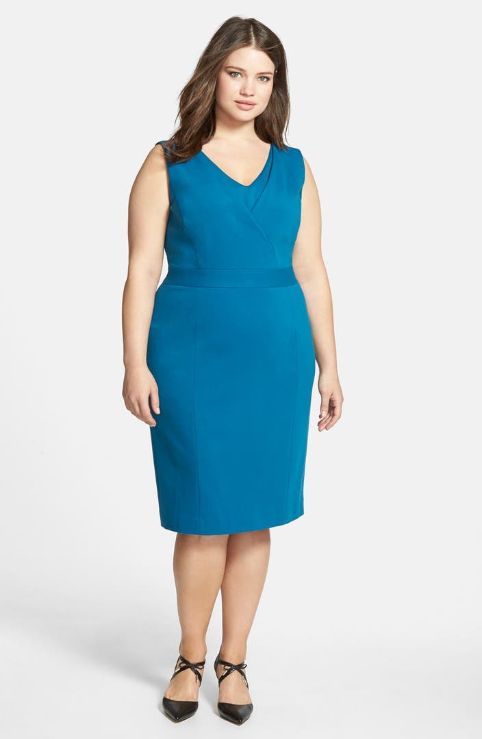 Classiques Entier® Layered V-Neck Sheath Dress (Plus Size) | Nordstrom