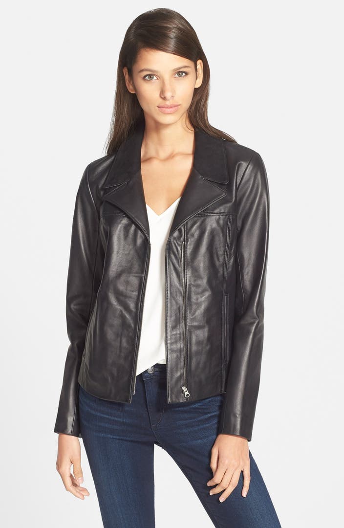 Chelsea28 Suede Lapel Zip Front Leather Jacket (Online Only) | Nordstrom