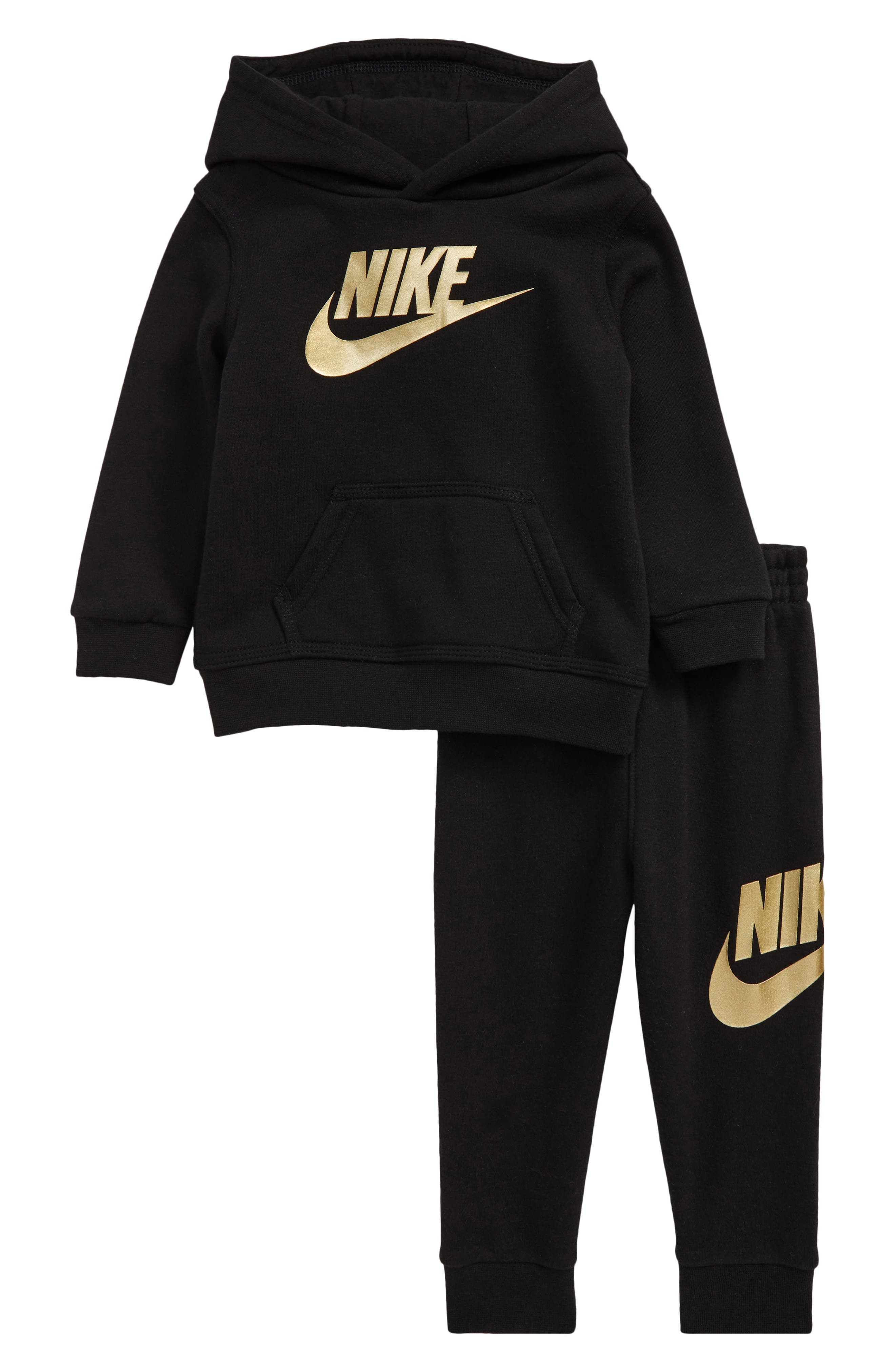 nike black and gold sweatsuit