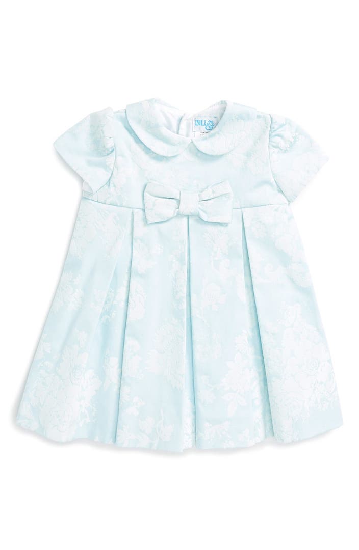 Luli & Me Pleated Flocked Floral Dress (Baby Girls) | Nordstrom