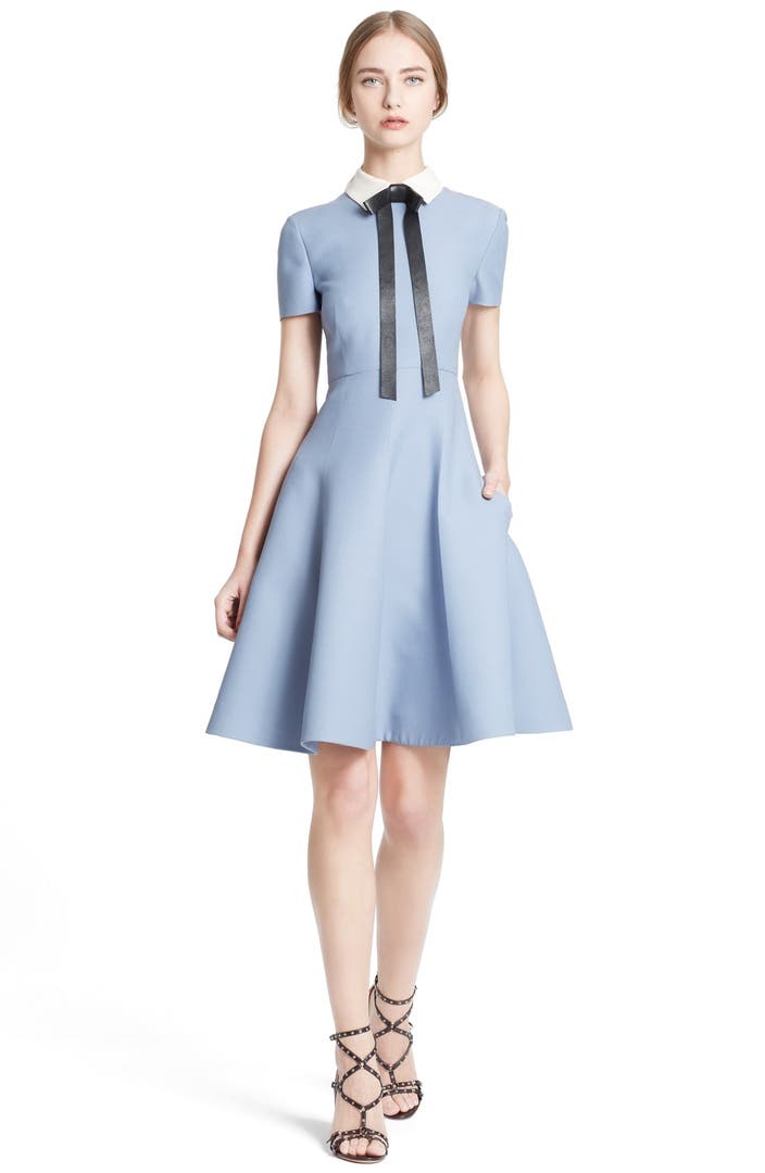 Valentino Bow Neck Short Sleeve A-Line Dress | Nordstrom