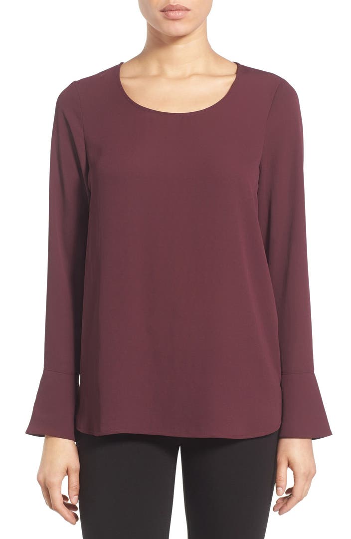 Pleione Bell Cuff High/Low Blouse | Nordstrom