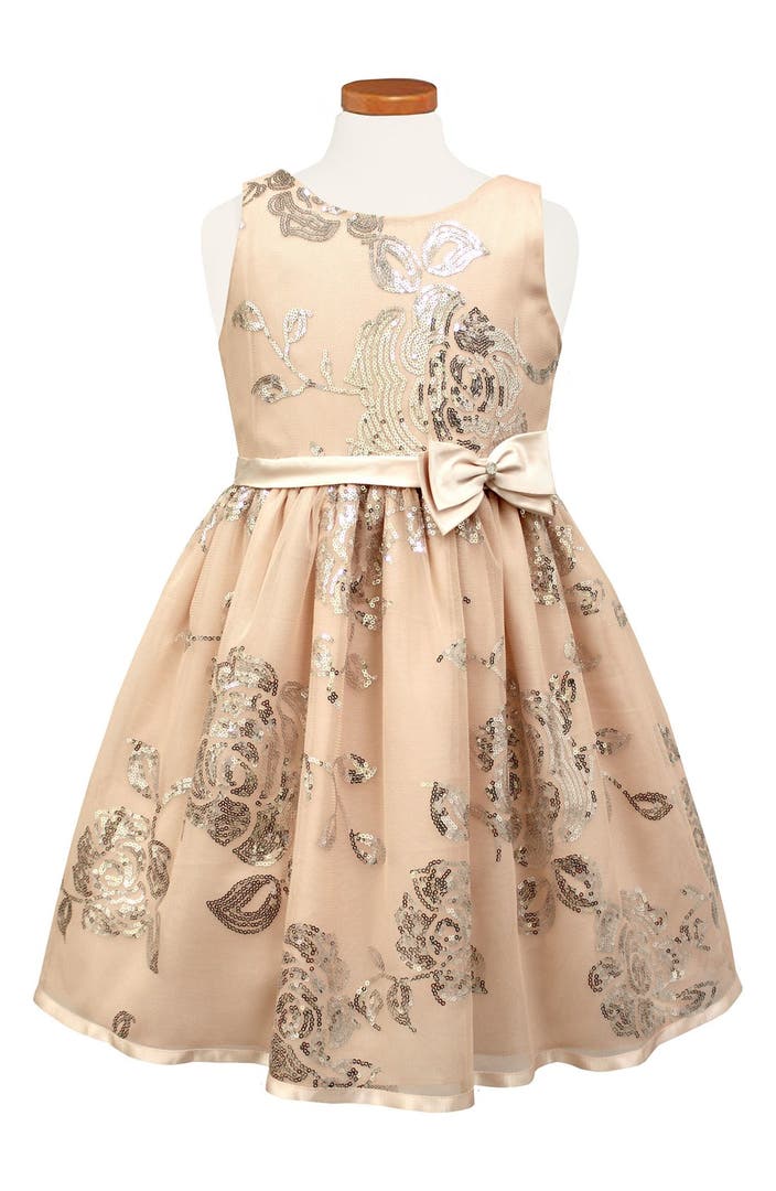 Sorbet Sequin Floral Fit & Flare Dress (Toddler Girls, Little Girls ...