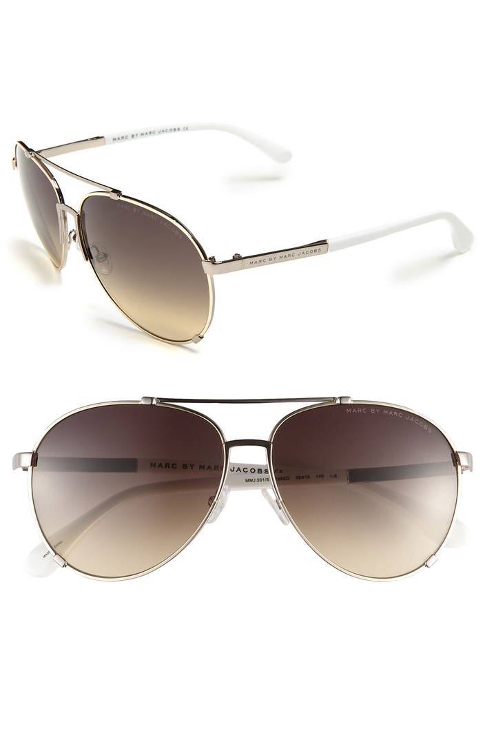 MARC BY MARC JACOBS 58mm Metal Aviator Sunglasses | Nordstrom
