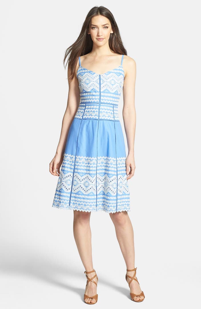 Tory Burch 'Tiara' Embroidered Cotton A-Line Dress | Nordstrom
