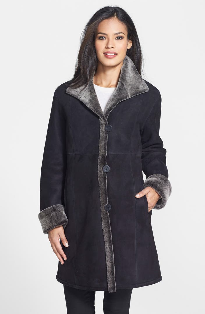 Blue Duck Genuine Shearling Stand Collar Coat | Nordstrom