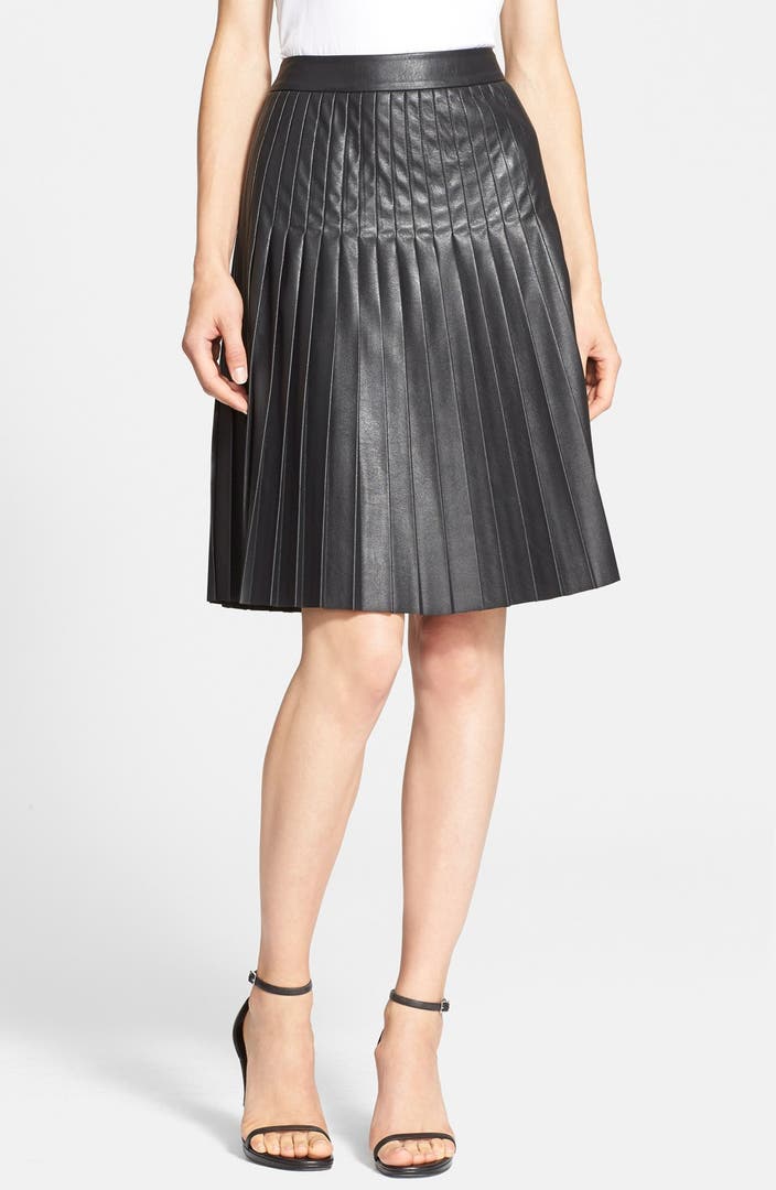 Rebecca Taylor Pleated Faux Leather Skirt | Nordstrom