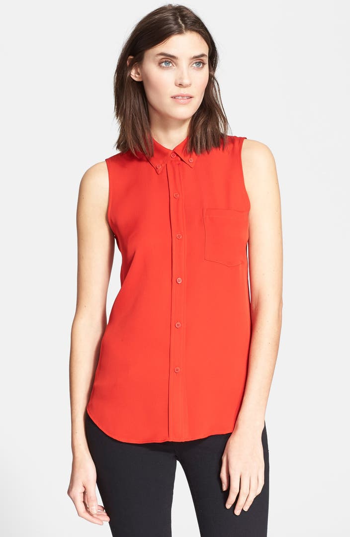 Theory 'Yarnie' Sleeveless Silk Georgette Shirt | Nordstrom