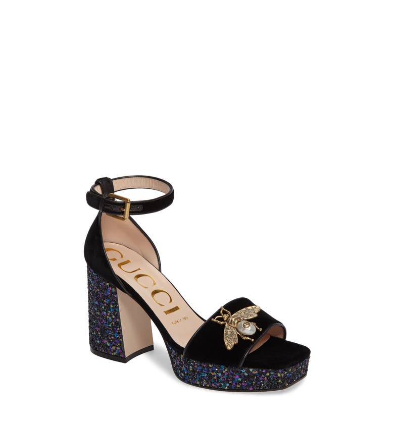 Gucci Soko Glitter Bee Platform Sandal (Women) | Nordstrom