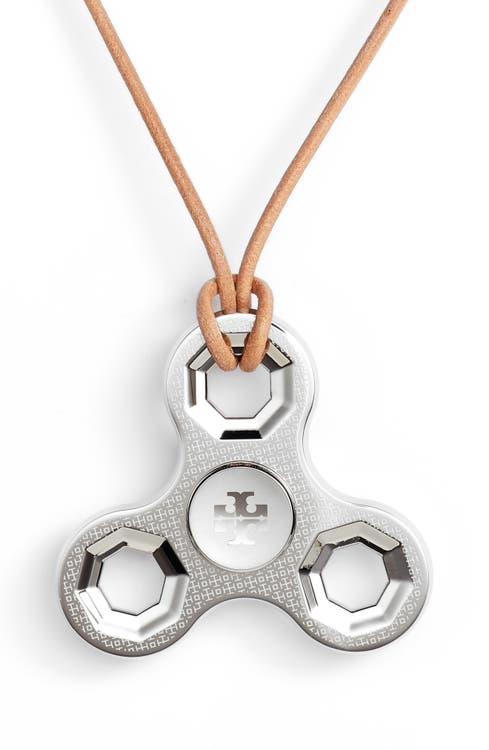 Main Image - Tory Burch Logo Spinner Leather Necklace