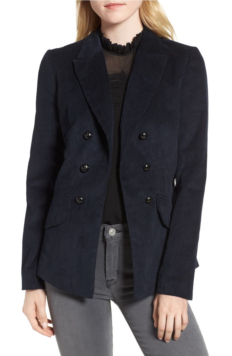 Double Breasted Corduroy Blazer,
                        Main,
                        color, Navy Sapphire