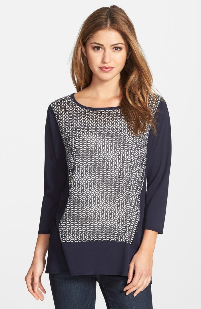 Two by Vince Camuto 'Canyon Stamp' Print Panel Split Back Top | Nordstrom