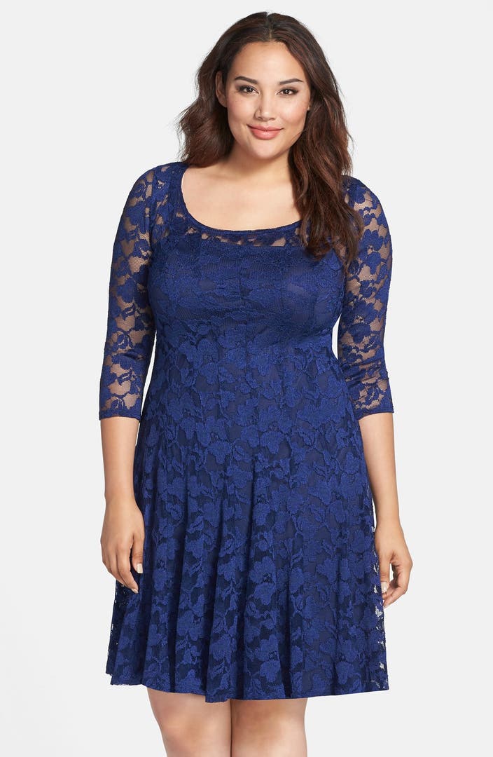 Chetta B Lace Fit & Flare Dress (Plus Size) | Nordstrom