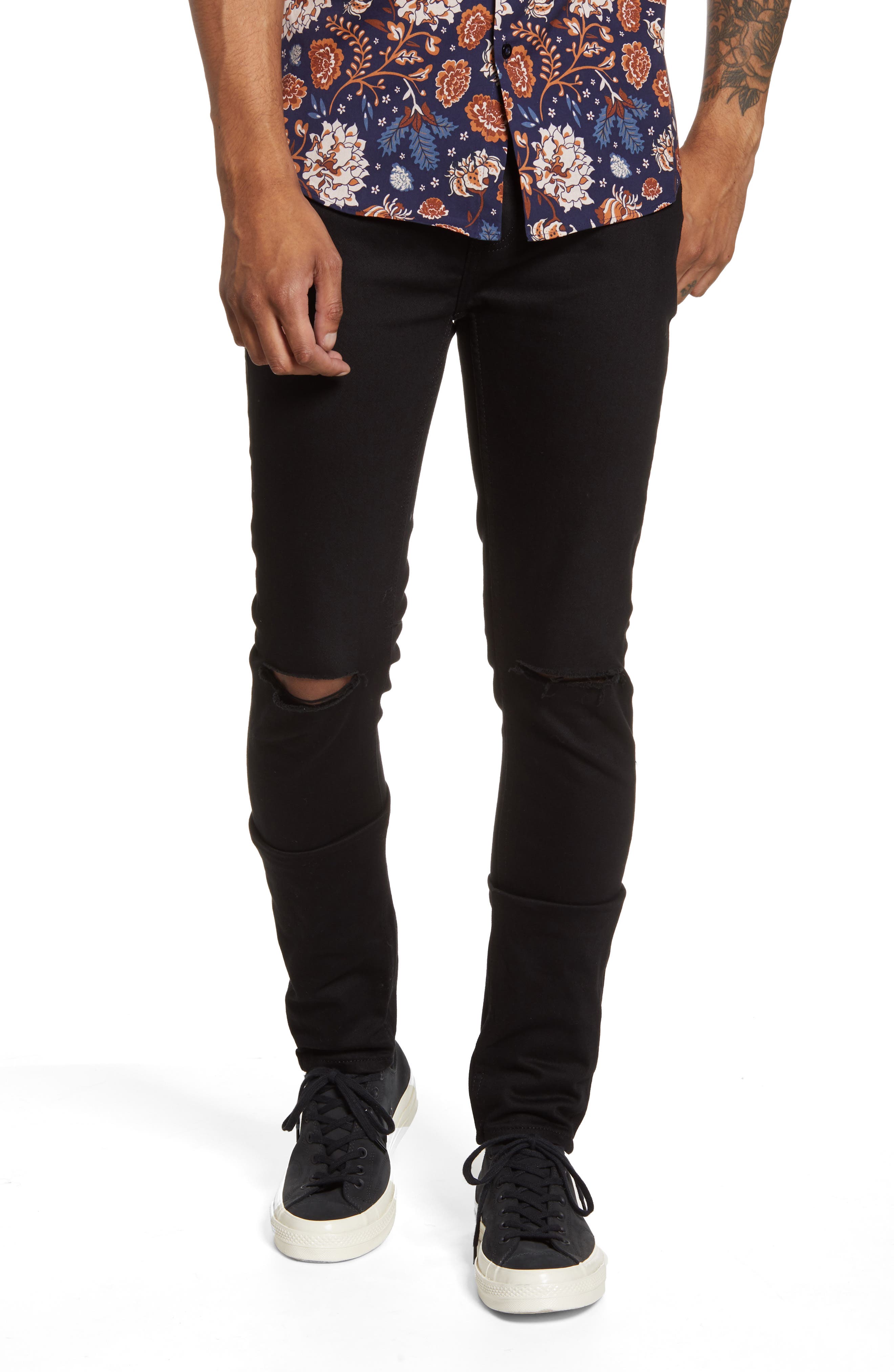 faded blue ripped jeans mens