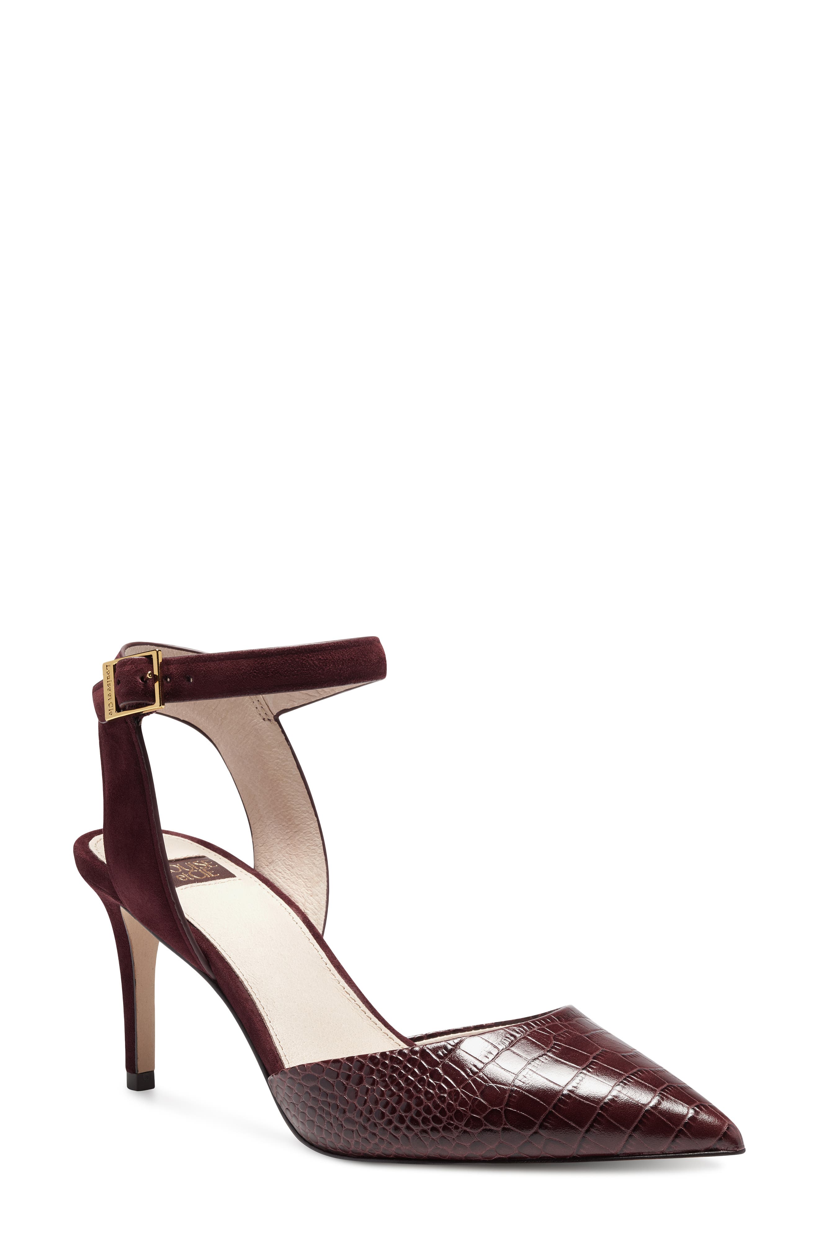 wine colored strappy heels