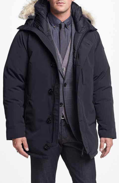 Free Shipping Winter Casual Canada Mens fur collar coat