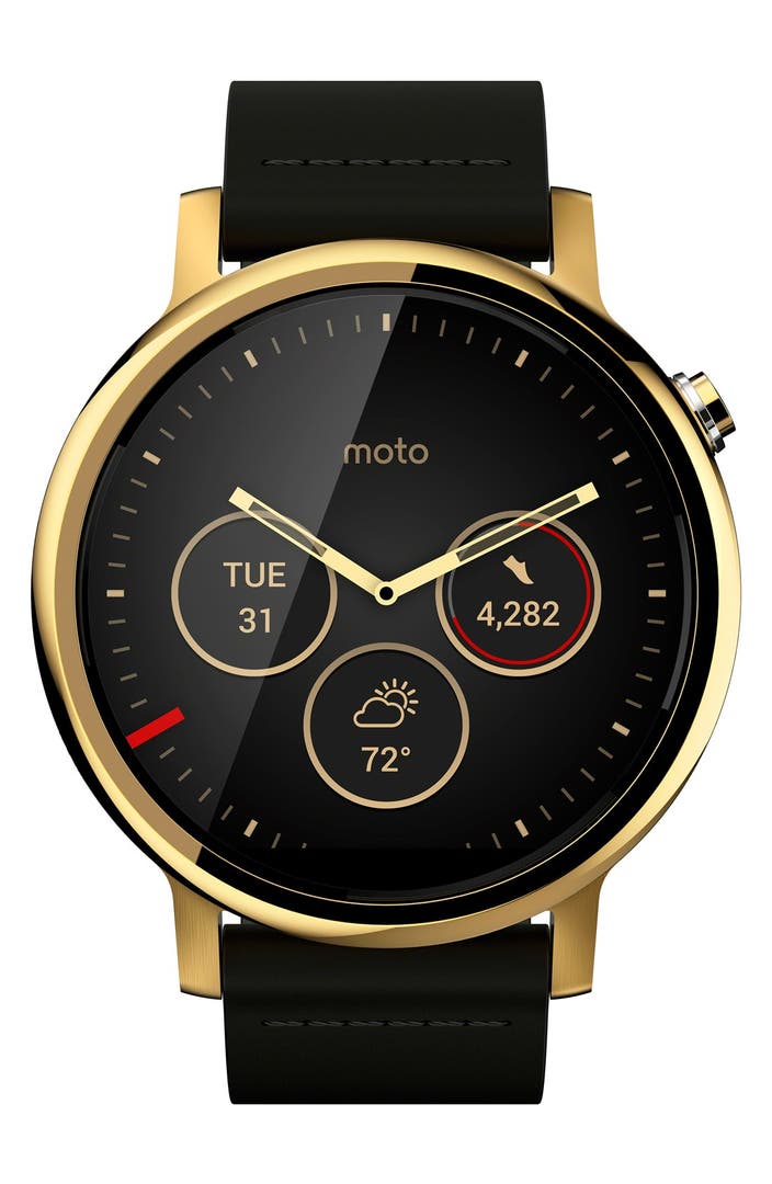 Motorola 'Moto 360 2nd Gen' Leather Strap Smart Watch, 46mm | Nordstrom