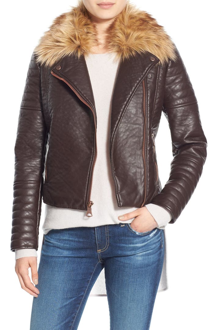 Marc New York by Andrew Marc 'Vanessa' Faux Leather Moto Jacket with ...