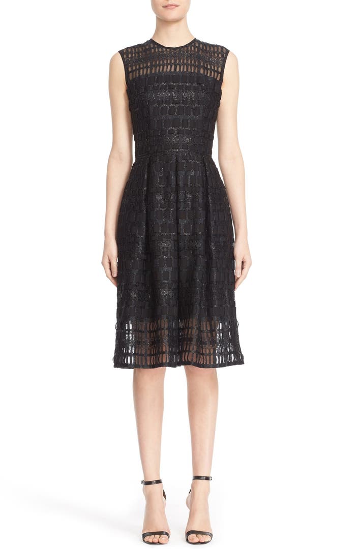 Carmen Marc Valvo Couture Sleeveless Lace Organza Fit & Flare Dress ...
