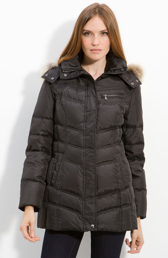 Marc New York by Andrew Marc Quilted Coat with Coyote Fur Trim | Nordstrom