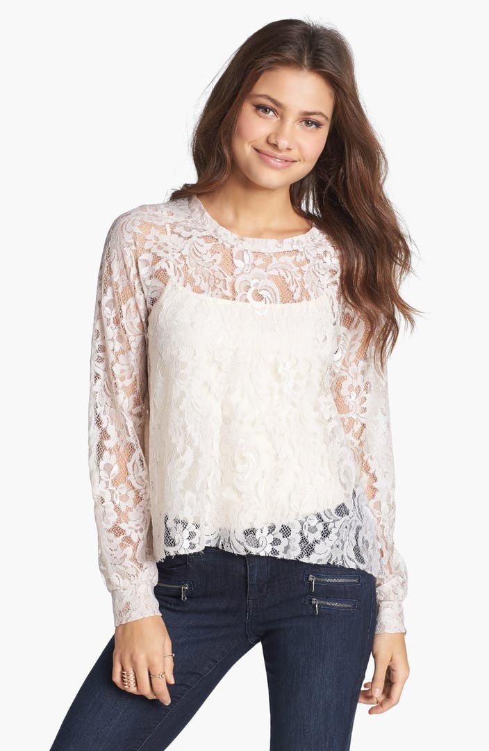 Lily White Lace Top (Juniors) | Nordstrom